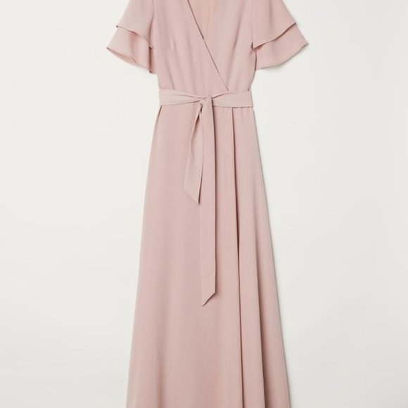 H&M Floor Length Dress Bridesmaid Dress / Wrap Dress for Wedding / Formal Wrap D - Picture 2 of 5